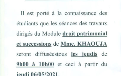 AVIS AUX ÉTUDIANTS DU 6ÈME SEMESTRE DROIT PRIVÉ EN LANGUE FRANÇAISE