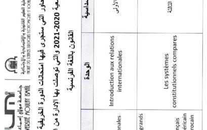 المحاور التي ستجرى فيها امتحانات الدورة الخريفية برسم السنة الجامعية 2020/2021