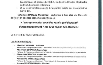 SOUTENANCE DE THÈSE DE DOCTORAT 17-02-2021