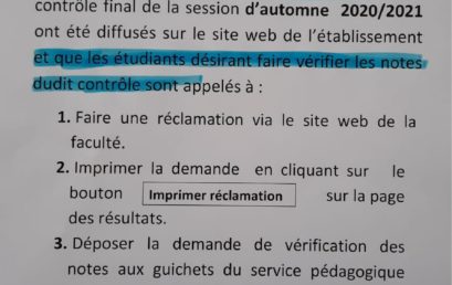 AVIS AUX ÉTUDIANTS DU CINQUIÈME SEMESTRE DE LA FILIÈRE SCIENCES ECONOMIQUES ET GESTION