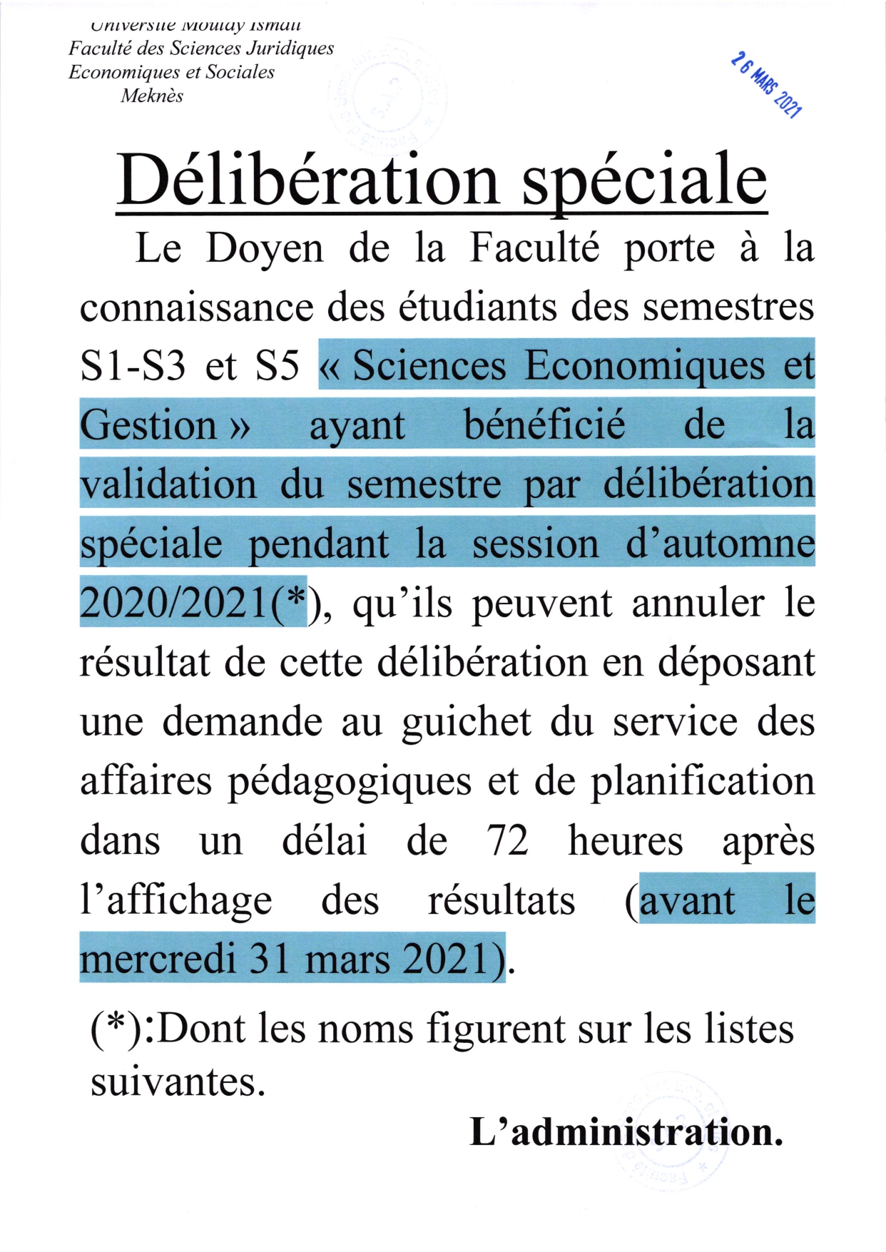 DÉLIBÉRATION SPÉCIALE EG