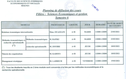 Emplois du Temps EG6 : 2020-2021