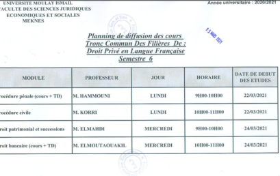 Emplois du Temps RF6 : 2020-2021