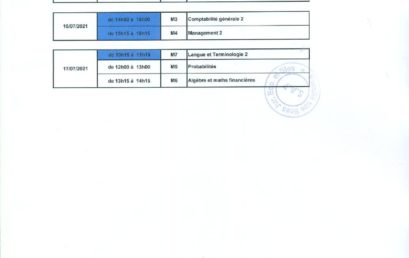 EG2 : Planning du contrôle de rattrapage