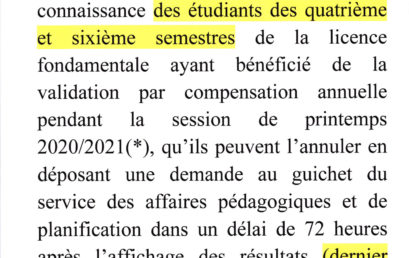 Compensation annuelle FD (S4/S6)