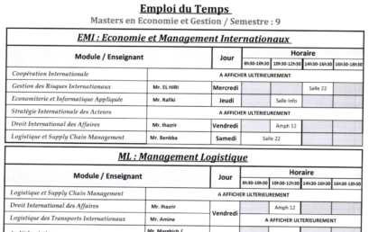 Emplois du temps Licence fondamentale 2021/2022