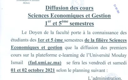 Planning de diffusion des cours EG1 + EG5