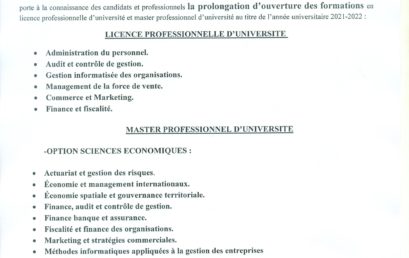 Avis de prolongation formation continue