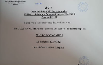 Avis aux étudiants du 1èr semestre sciences Economiques et Gestion « Groupe (B) »