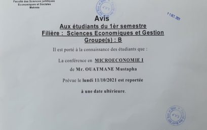 Avis aux étudiants du 1èr semestre sciences Economiques et Gestion « Groupe (B) »