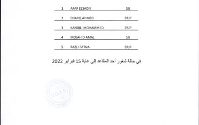 Liste d’attente des doctorants selectionnés : formation en justice transitionnelle 2021/2022