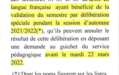 Délibération spéciale : Droit en langue française