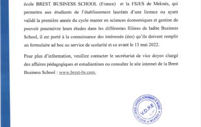 AVIS BREST BUSINESS SCHOOL & FSJES UMI