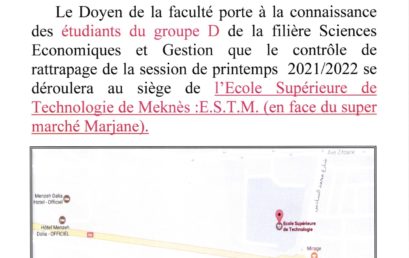 Avis important aux étudiants de EG2 FD2