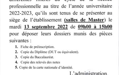 LP : liste des candidats présélectionnés