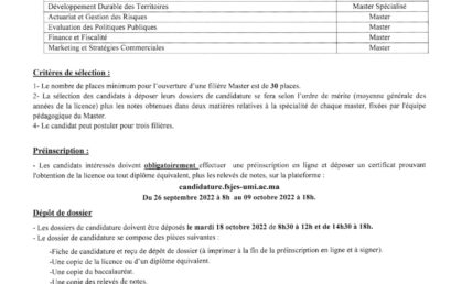 Formation temps aménagé : avis de candidature pour l’inscription aux Masters et Masters Spécialisés SEG 2022-2023