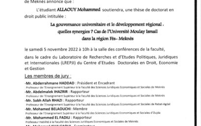 SOUTENANCE DE THÈSE DE DOCTORAT 05-11-2022