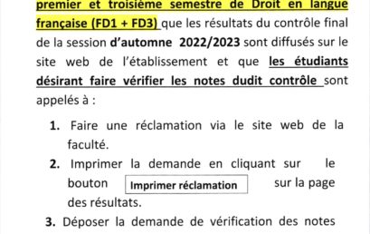 AVIS AUX ETUDIANTS : FD1 FD3 EG1