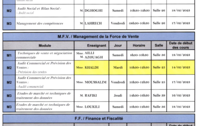 Emploi du temps Licence Professionnelle S6