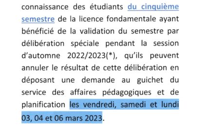 Délibération spéciale – المداولة الخاصة