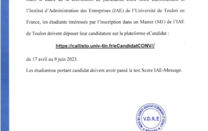 Avis aux étudiants EG6