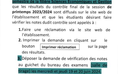 Avis aux étudiants EG6