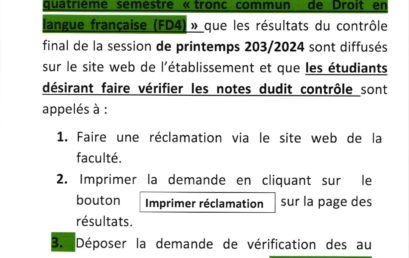 Avis aux étudiants FD4 – RA6