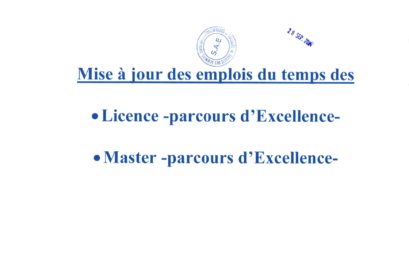 Emploi du temps Licence d’Excellence 2024/2025