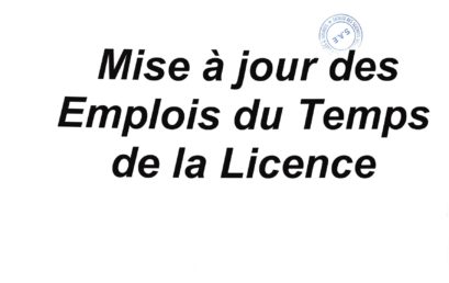 Mise a jour des emplois du temps de la licence